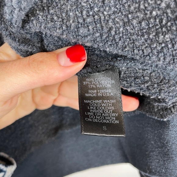 Avi­a­tor Na­tion 5-Stripe Full Zip Hood­ie Sweatshirt Charcoal Blue Size S - Picture 11 of 12